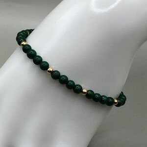 14k gold clasp and bead natural malachite bead bracelet-fine jewelry-classy